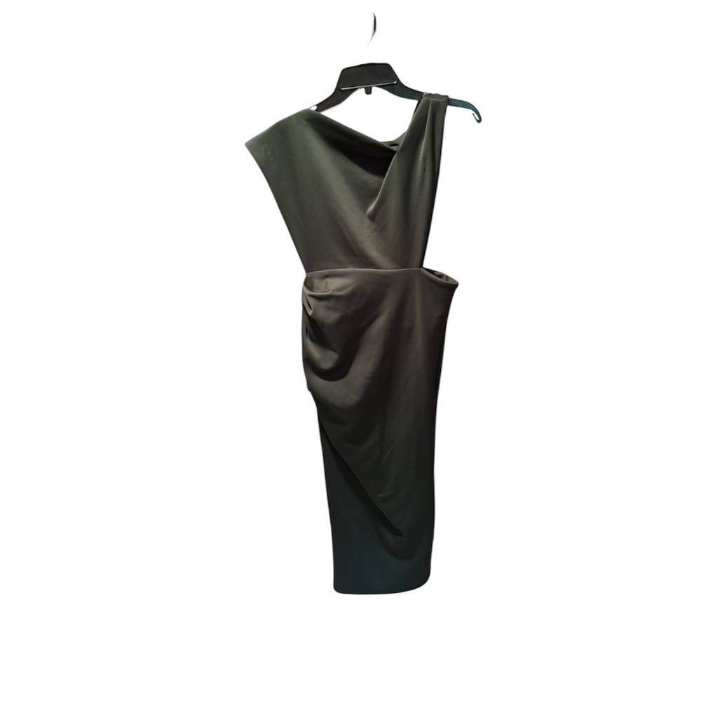 ASOS Design Asymmetric High Neck Minimal Midi Dress in Green Size 6 NWT